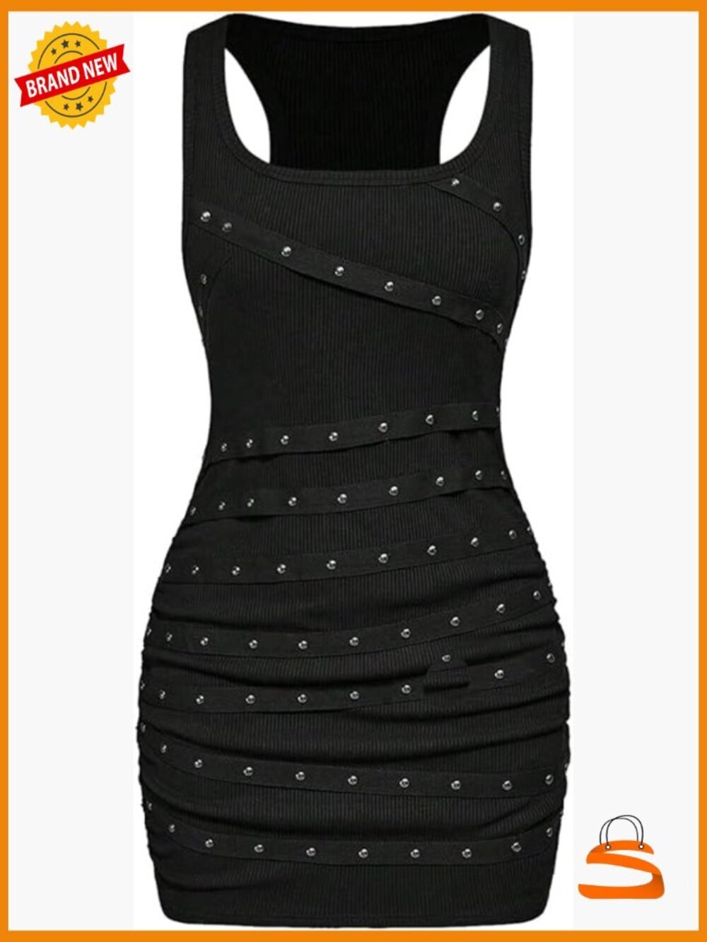 Y2K Square Neck Bodycon Mini Dress Sleeveless Tank Summer Party Dress